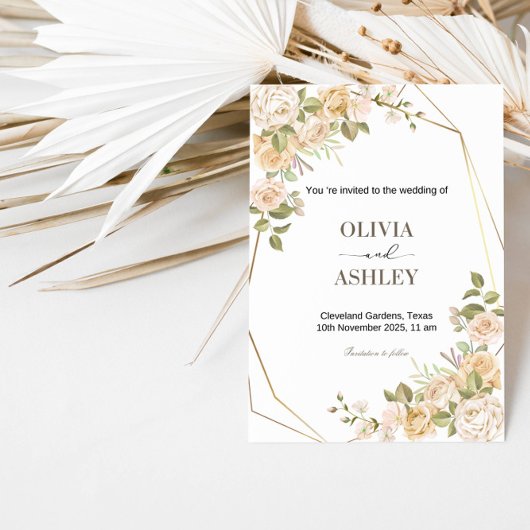 Invitation Romantic Rose Bloom Wedding | Elegant Floral Party