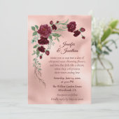Invitation Romantic Rose Gold Floral Customizable Wedding (Debout devant)