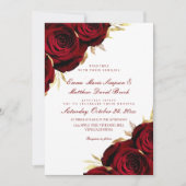 Invitation Romantic Rose Gold & Red Floral Wedding (Devant)