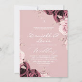 Invitation Romantic Roses Dusty Pink ⎮ Mauve Wedding  (Devant)