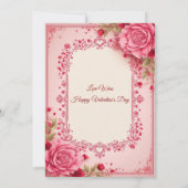 Invitation Romantic Roses Pink Heart Motifs Valentine Party  (Dos)
