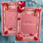 Invitation Romantic Roses Red Hearts Rustic Valentine Party 