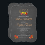 Invitation Romantic Rustic Antlers Automne Fête des mariées I<br><div class="desc">Un décor rustique Boho Decor, avec des bois de cerfs embelli de feuillage d'automne sur un arrière - plan en damier. Utilisez l'outil Customiser pour ajouter vos informations. Pour plus de papeterie mariage visitez, s'il vous plaît, Rustic Embellished Antlers All Seasons Événements collection. Vous avez besoin d'aide ? Cliquez simplement...</div>