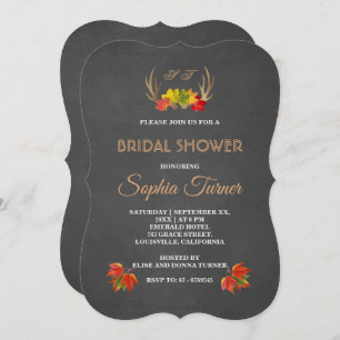 Invitation Romantic Rustic Antlers Automne Fête des mariées I