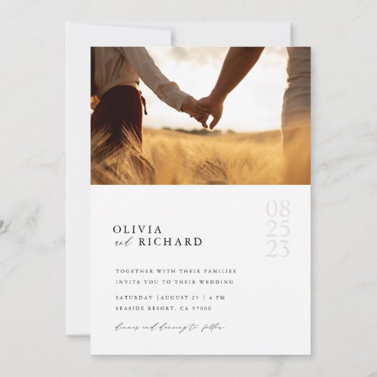Invitation Romantic Rustic Double Mariage photo (Dos)