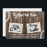 Invitation Romantic & Rustic Vow Renewal Two Photo Invite<br><div class="desc">A beautiful invite with romantic et rustic.  A rustic wooden fence,  elegant pearls,  beautiful fonts,  line by line personalization and three vertical.</div>