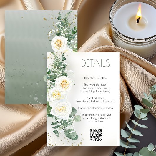Invitation Romantic Sage Green Wedding Details Card