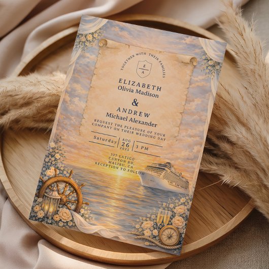 Invitation Romantic Seaside Cruise Wedding
