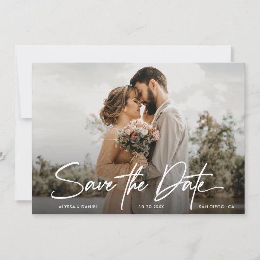 Invitation Romantic Simple 2 photo Code QR mariage site web (Devant)