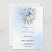Invitation Romantic Soft Blue Hydrangea Eucalyptus Wedding  (Devant)
