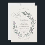 Invitation Romantic Soft Lilac Floral Crest Élégant Mariage<br><div class="desc">Cette belle faire-part de mariage présente des fleurs d'été dessinées à la main qui forment une forme de couronne organique. Des couleurs douces et neutres comme des crèmes et des jaunes de beurre et des verdure d'olive et de sauge terre sont utilisées pour créer une palette de couleurs polyvalentes. Ce...</div>