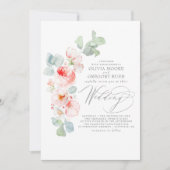 Invitation Romantic Soft Pink Flowers Summer Garden Wedding (Devant)