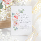 Invitation Romantic Soft Pink Flowers Summer Garden Wedding