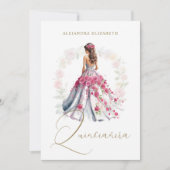 Invitation Romantic Spanish Quinceañera in Pink Shades (Devant)