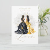 Invitation Romantic Spanish Quinceañera Twins in Black Yellow (Debout devant)