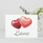 Invitation Romantic Sparkling Red Hearts "Love" Glitter Desig (Debout devant)