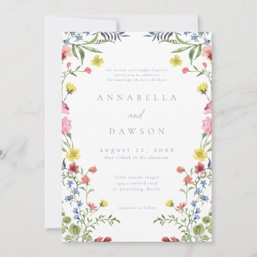 Invitation Romantic Spring Wildflower Garden Wedding (Devant)