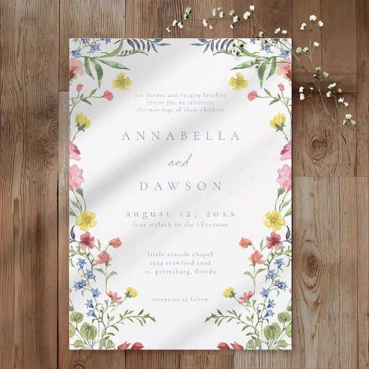 Invitation Romantic Spring Wildflower Garden Wedding