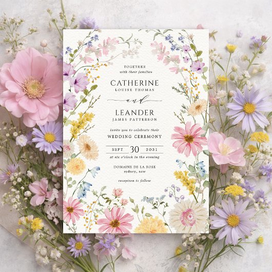 Invitation Romantic Spring Wildflower Meadow Wedding