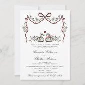 Invitation Romantic Swans with Hearts Woodland Wedding Card (Devant)