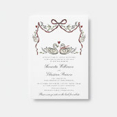 Invitation Romantic Swans with Hearts Woodland Wedding Card