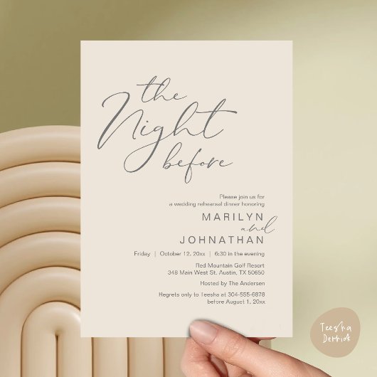 Invitation Romantic The Night Before Wedding Rehearsal Dinner