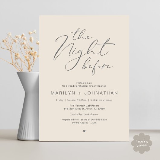 Invitation Romantic The Night Before Wedding Rehearsal Dinner