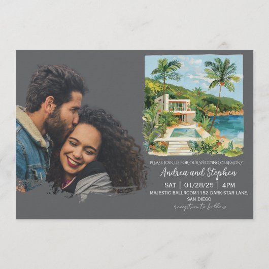 Invitation Romantic Tropical Island Wedding (Devant)