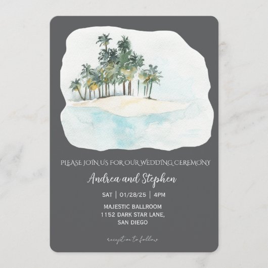 Invitation Romantic Tropical Island Wedding (Devant)