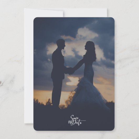 Invitation Romantic Twilight Silhouette Photo Script Wedding  (Dos)