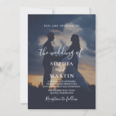 Invitation Romantic Twilight Silhouette Photo Script Wedding (Devant)