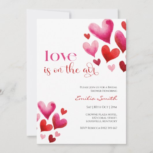 Invitation Romantic valentine's  bridal shower party (Devant)