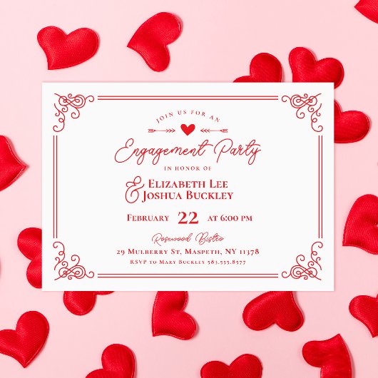 Invitation Romantic Valentine's Day Engagement Party