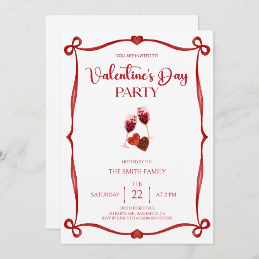 Invitation Romantic Valentine's day party (Devant / Derrière)