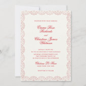 Invitation Romantic Vintage Frame Red Blush Wedding (Devant)
