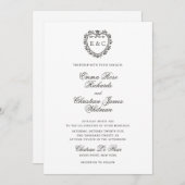 Invitation Romantic Vintage Monogram Crest Wedding (Devant / Derrière)