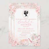 Invitation Romantic Vintage Tea Party Bridal Shower Flowers (Devant / Derrière)