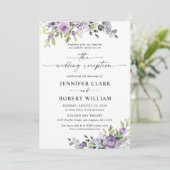 Invitation Romantic Violet Flowers Wedding Reception (Debout devant)