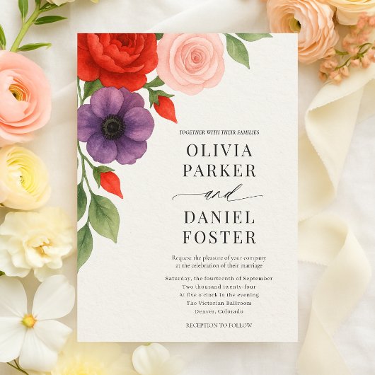 Invitation Romantic Watercolor Floral Wedding