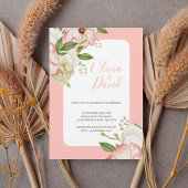 Invitation Romantic Watercolor Flowers Elegant Script Invite