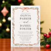 Invitation Romantic Watercolor Greenery Red Bow Wedding