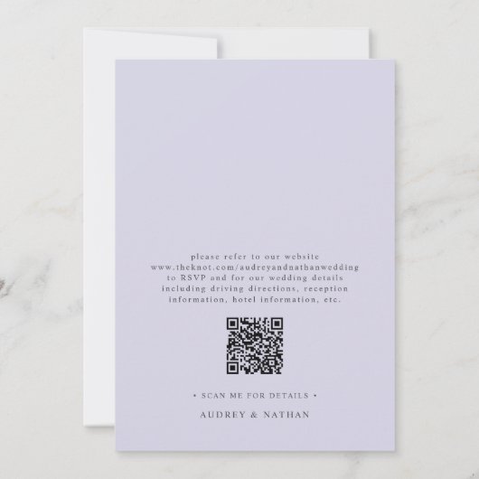 Invitation Romantic Watercolor Lavender QR Code Wedding (Dos)
