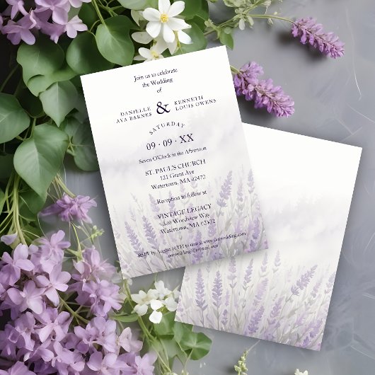 Invitation Romantic Wedding Spring Lavender Field Landscape
