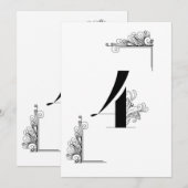 Invitation Romantic Wedding table number card (Devant / Derrière)