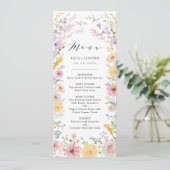 Invitation Romantic Wildflower Meadow Wedding Menu Card (Debout devant)