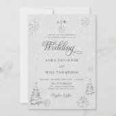 Invitation Romantic Winter Wonderland Snowflake Crest Mariage (Devant)