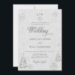 Invitation Romantic Winter Wonderland Snowflake Crest Mariage<br><div class="desc">Un modèle élégant, moderne, romantique, enneigé blanc d'invitation à mariage d'hiver avec un thème hivernal à la merveilleuse avec un pin et des flocons de neige recouverts de strass et de parties scintillant (ce sont des effets numériques, pas de vraies pierres ou parties scintillant !) et un arrière - plan...</div>