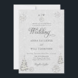 Invitation Romantic Winter Wonderland Snowflake Crest Mariage<br><div class="desc">Un modèle élégant, moderne, romantique, enneigé blanc d'invitation à mariage d'hiver avec un thème hivernal à la merveilleuse avec un pin et des flocons de neige recouverts de strass et de parties scintillant (ce sont des effets numériques, pas de vraies pierres ou parties scintillant !) et un arrière - plan...</div>