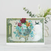 Invitation ROMANTICA 3, Fête de mariage bleu floral (Debout devant)