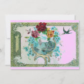 Invitation ROMANTICA 3 Fête de mariage floral bleu rose (Devant)